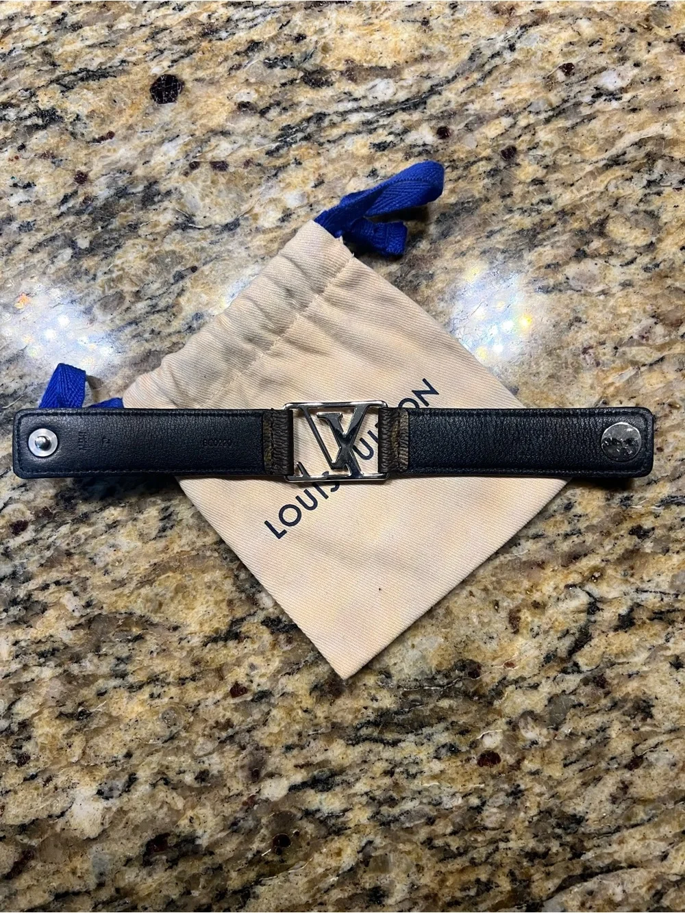 Louis Vuitton Brown Monogram Leather Belt Bracelet with LV Buckle